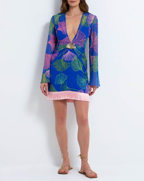 Blue Amplify Ocean Leaf Plunge Mini Dress (Final Sale) Patbo Dresses & Jumpsuits Women