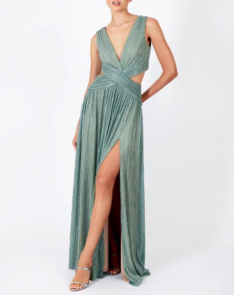 Opulent Patbo Lurex Plunge Maxi Dress (Final Sale) Sea Green Dresses & Jumpsuits Women