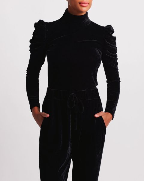 Cheap Tops & Bodysuits Women Patbo Luxe Velvet Turtleneck Black