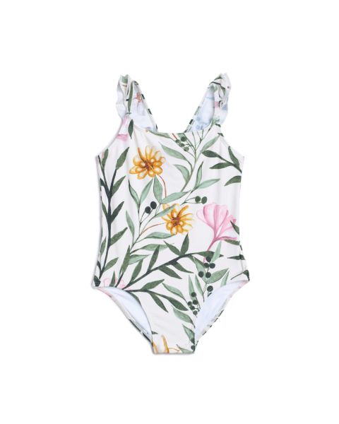 Easy-To-Use White Kids Women Baby Jasmine Print Ruffle Swimsuit (Final Sale) Patbo