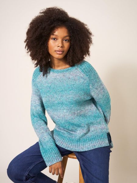 Women Space Dye Wool Jumper In Teal Multi Jumpers And Cardigans White Stuff