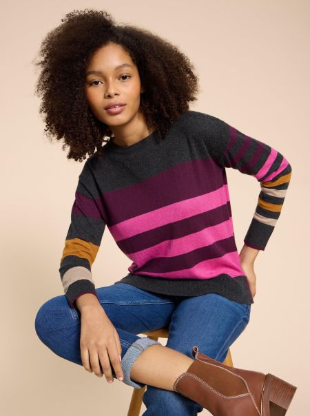 Women Jumpers And Cardigans Urban Colourblock Jumper In Grey Multi White Stuff