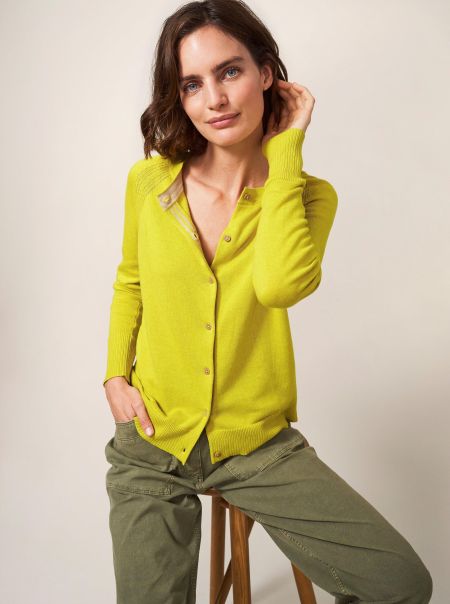 Lulu Crew Neck Cardigan In Light Chartreuse Women White Stuff Jumpers And Cardigans