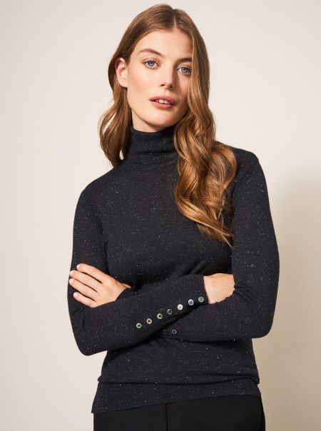 White Stuff Sparkle Roll Neck Jumper In Charcoal Grey Women Jumpers And Cardigans