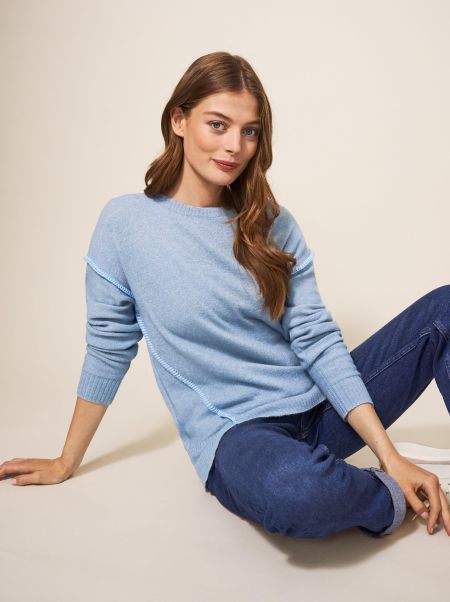 Women Ripple Jumper In Mid Blue Jumpers And Cardigans White Stuff