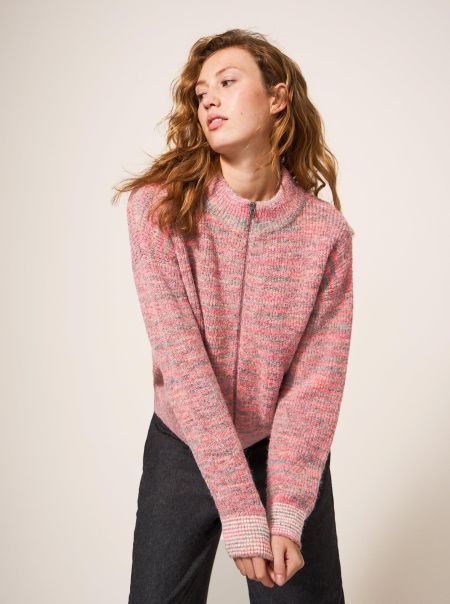 White Stuff Weekend Bomber In Pink Multi Jumpers And Cardigans Women