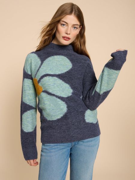 Jumpers And Cardigans White Stuff Women Celia High Neck Floral Jumper In Blue Multi