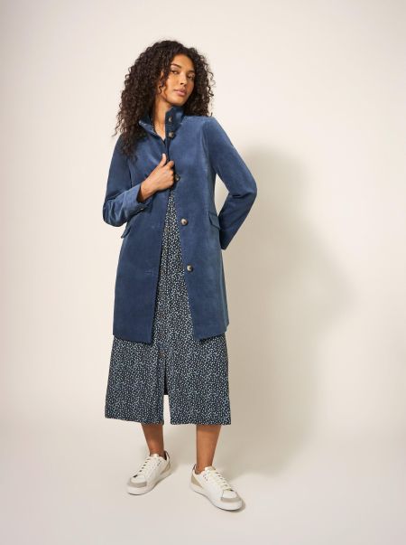 Coats And Jackets Women Karla Smart Velvet Coat In Dusty Blue White Stuff