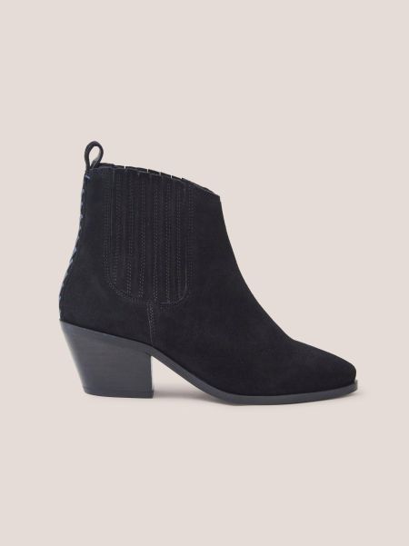 Cherry Suede Ankle Boot In Pure Black White Stuff Boots Women