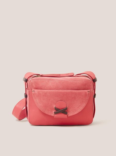 Women Bags Lola Leather Camera Bag In Mid Pink White Stuff