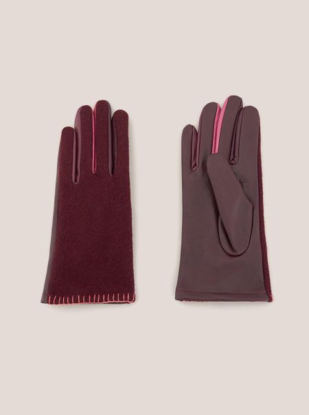 White Stuff Lucie Leather Glove In Plum Multi Women Hats And Gloves