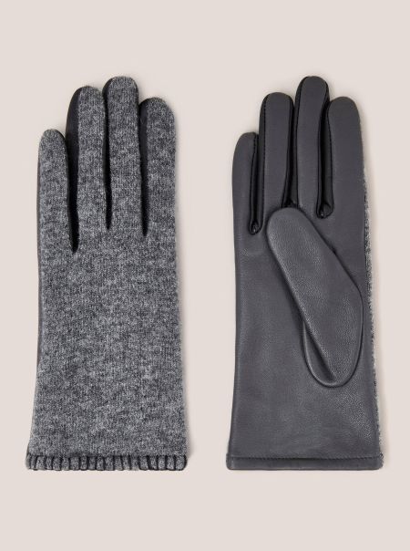 Women White Stuff Lucie Leather Glove In Mid Grey Hats And Gloves