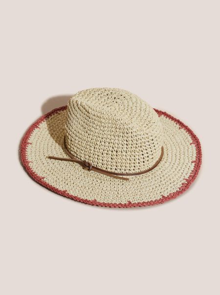 White Stuff Women Summer Fedora In Natural Multi Hats And Gloves