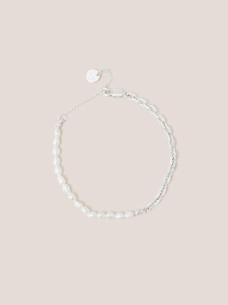 Women White Stuff Jewellery Silver Plated Pearl Bracelet In Silver Tone Metallic